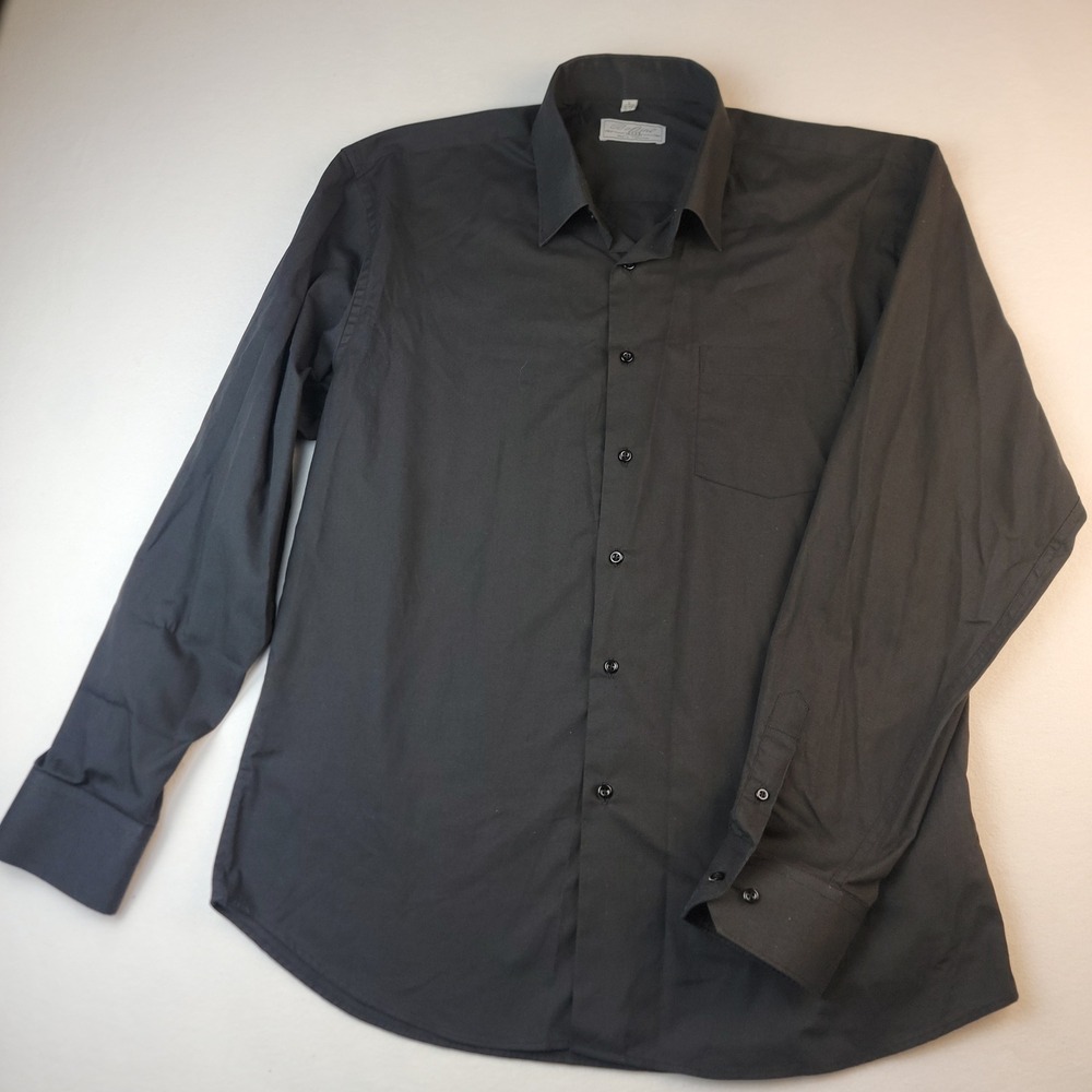 Boltini Mens Collection Dress Shirt Charcoal Gray Long Sleeve L 16-16.5 36-37